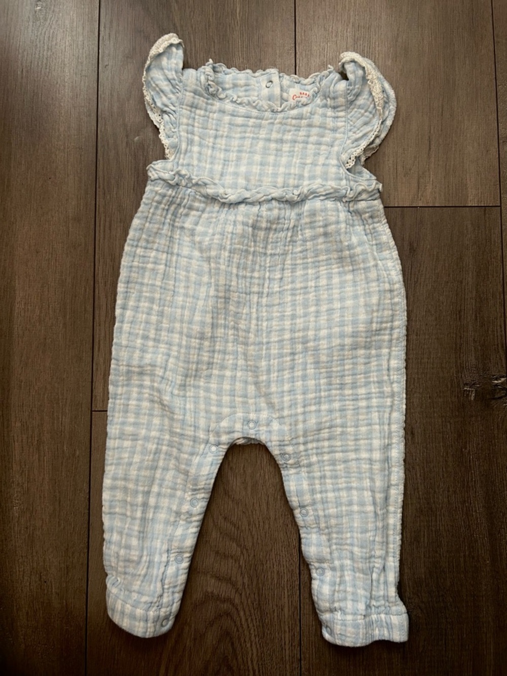 Cat & Jack Baby Girls' Gingham Sleeveless Romper- Sz: 6-9 months